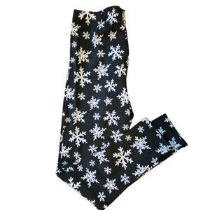 Black and White Snowflake Leggings Winter Holiday Juniors Size S 3/5 JJ3221